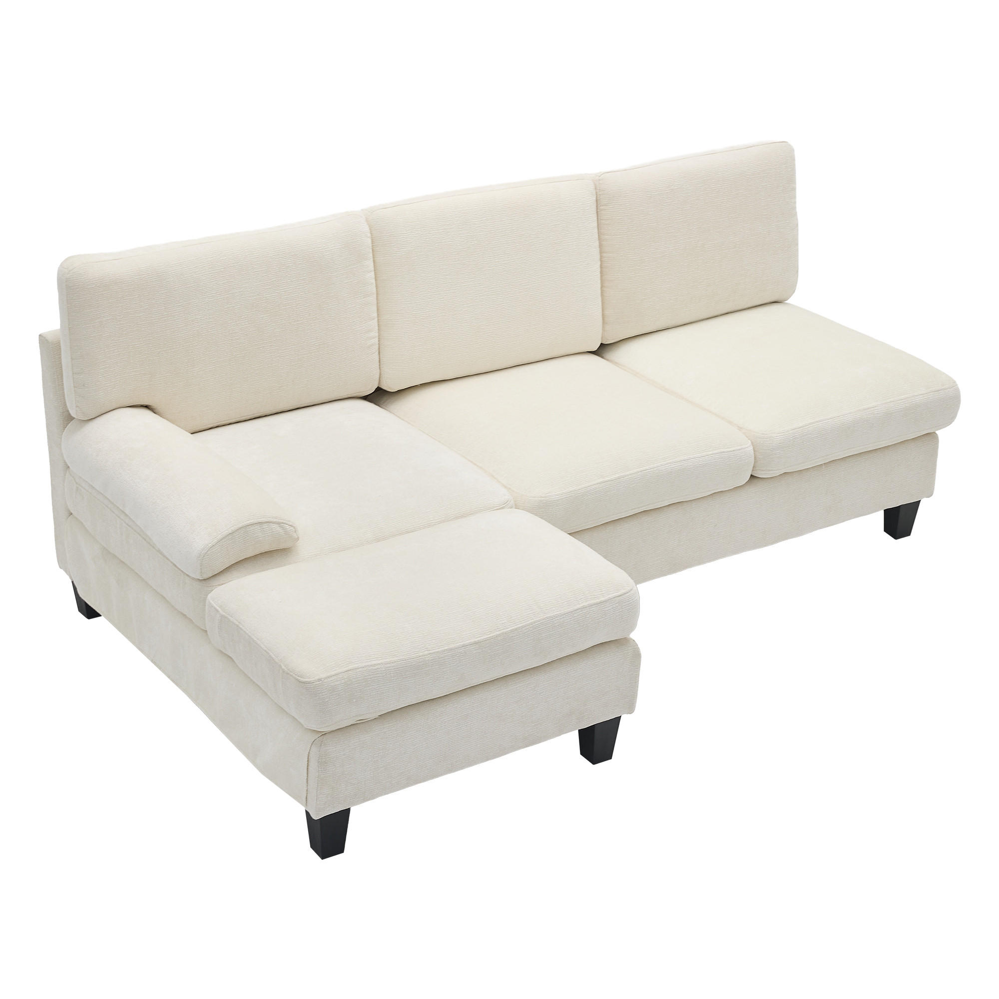 ECKSOFA L-Form, Stoff mit bequemer Polsterung, 194/118/81 cm, Beige - Beige, Textil (118/194cm) - Redom