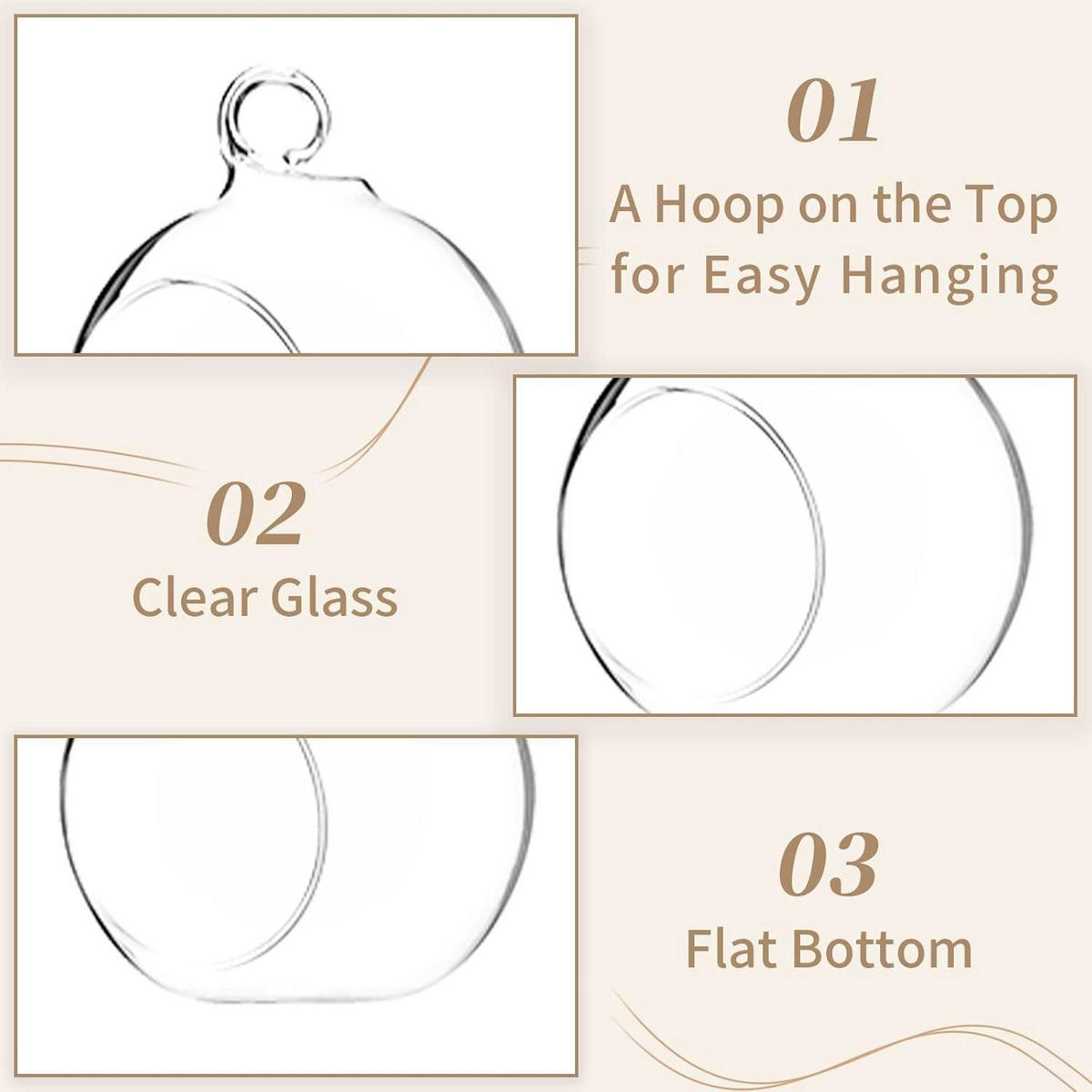 TEELICHTHALTER Glaskugel 12-teiliges Set 6 cm - Silberfarben, Glas (6.8cm)