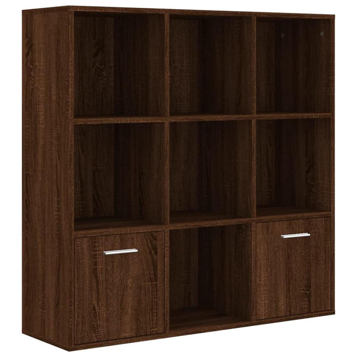 BÜCHERREGAL mit 7 Fächern, 2 Türen 98/30/98 cm aus Holzwerkstoff Braun Eichen-Optik - Dunkelbraun, Holz (98/98/30cm) - vidaXL
