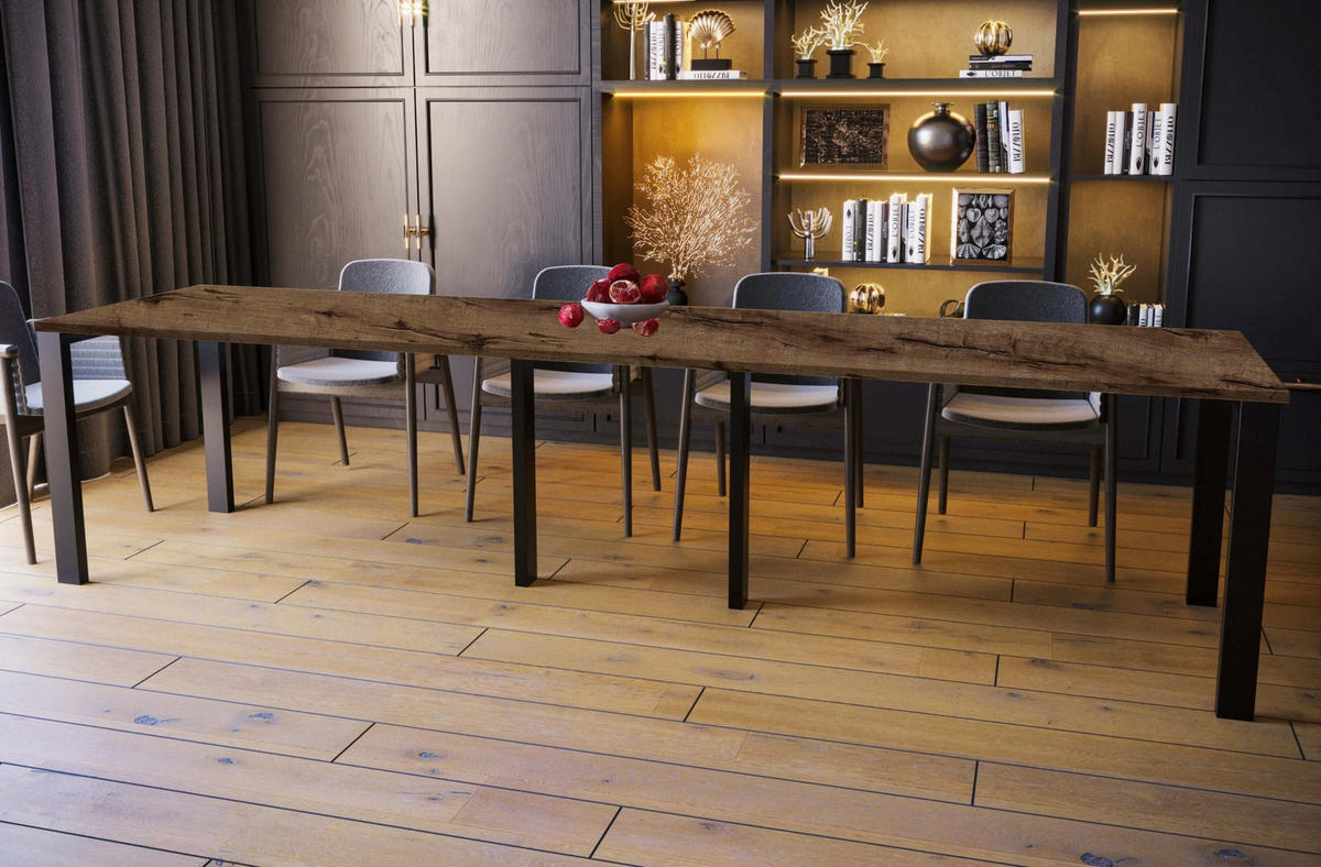 ESSTISCH Vast ausziehbar bis 330 cm - Mooreichefarben, Holzwerkstoff (130/80/76cm) - Endo-Moebel