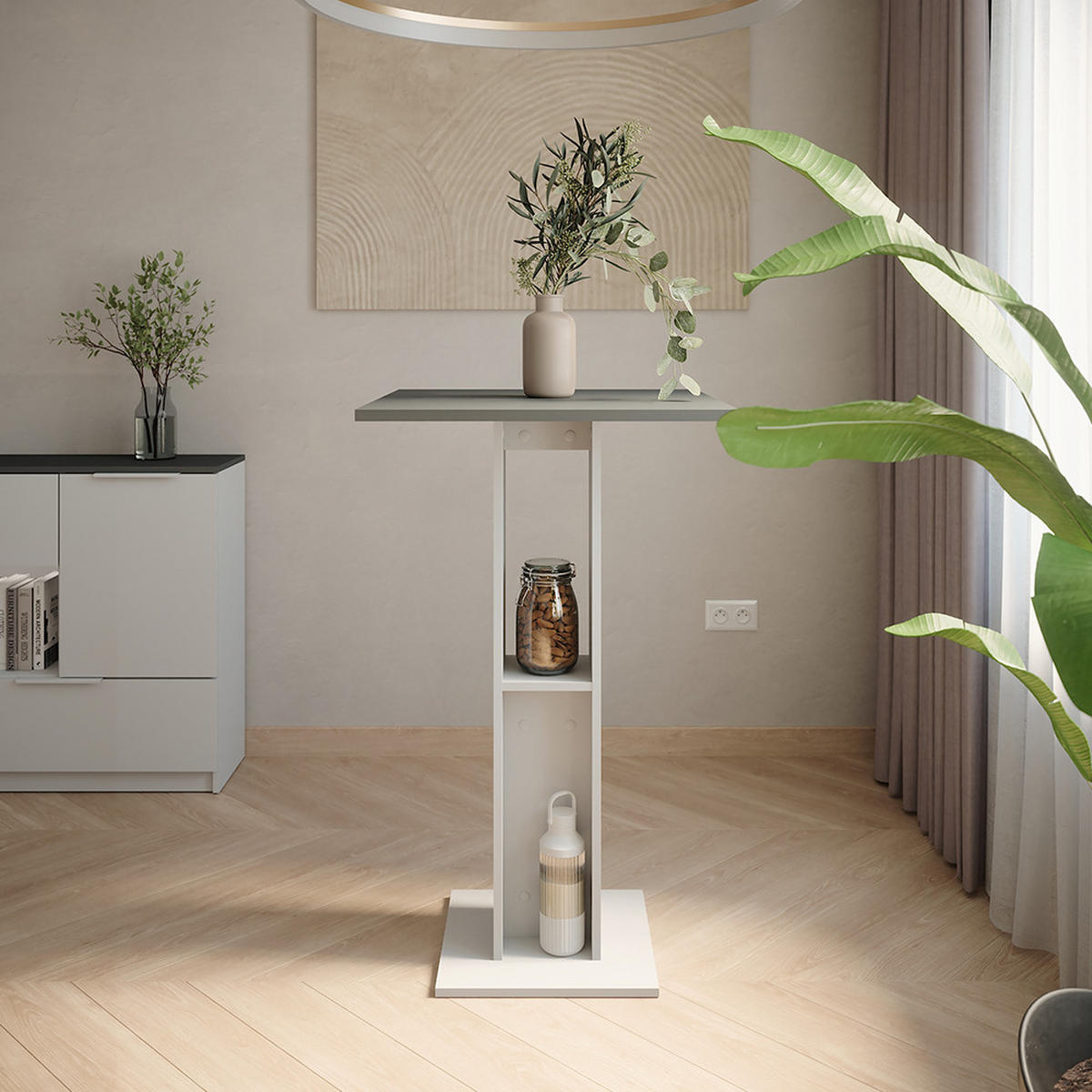 BAROVÝ STŮL Repose Bílá/antracitová - bílá/antracitová, kompozitní dřevo (65/65/106cm) - Vicco