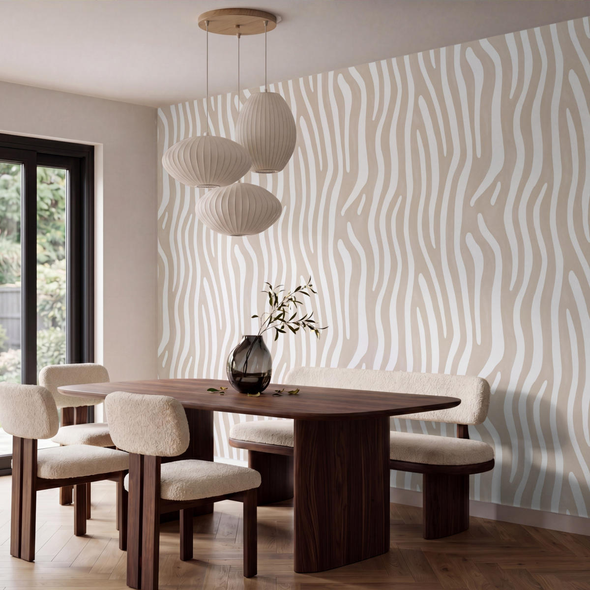 TAPETE - Abstrakt - Zebra - Beige - 400x280 cm - Beige, Papier (400/280cm) - OnlyWow