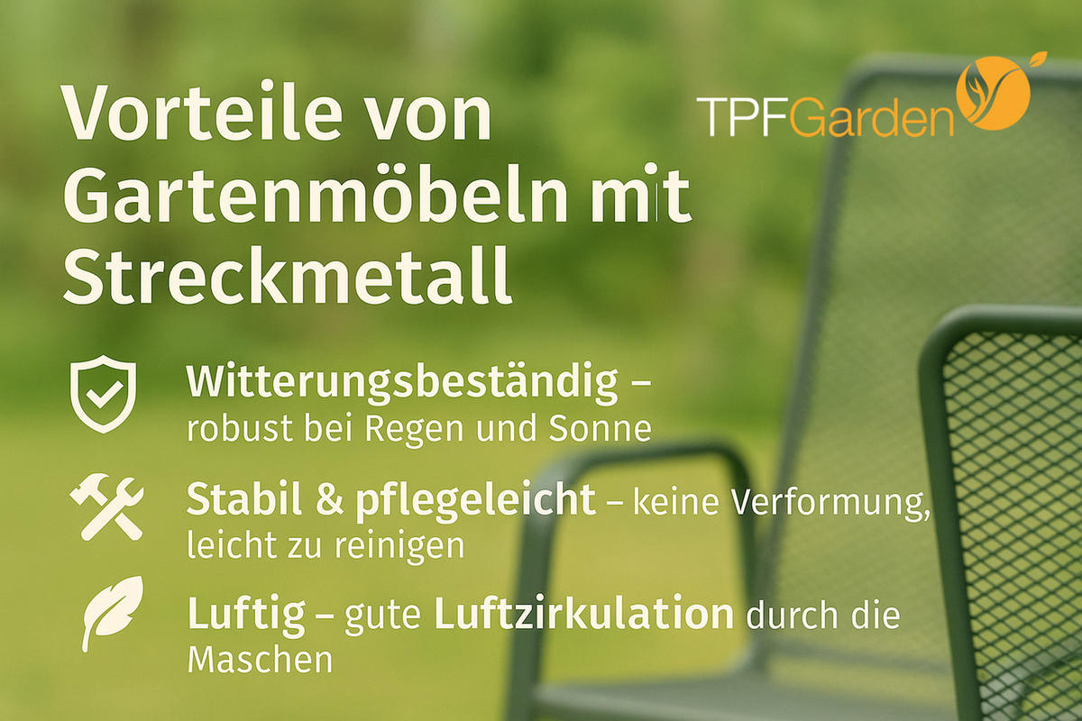 GARTENESSGRUPPE Glasgow - GartenGARTEN-GARNITUR für 6 Personen - Gartenmöbel Set 7-teilig - Streckmetall anthrazit - Grau, Metall - TPFGarden