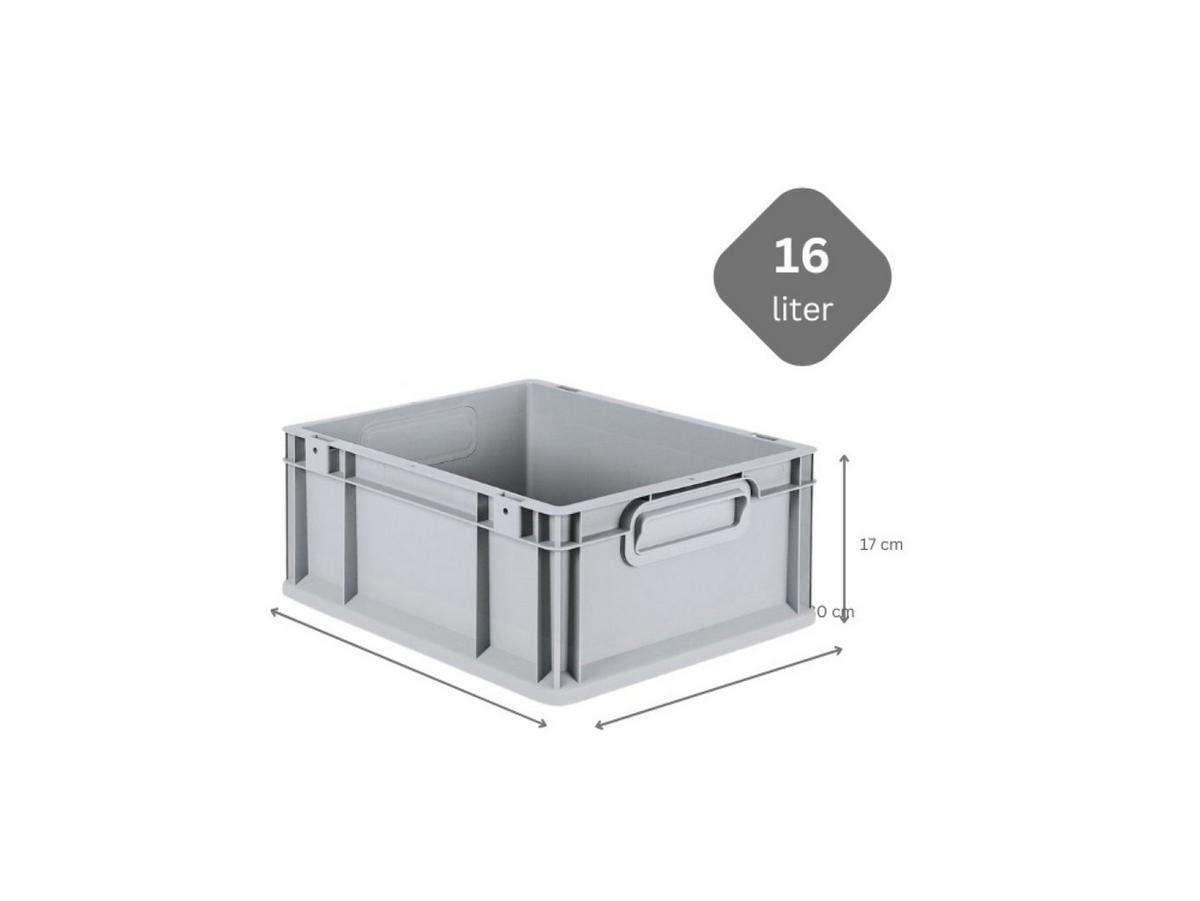 EUROBOX Nextgen Economy Griffe Geschlossen 17x30x40cm 16 Liter - Grau, Kunststoff (30/17/40cm) - PROREGAL