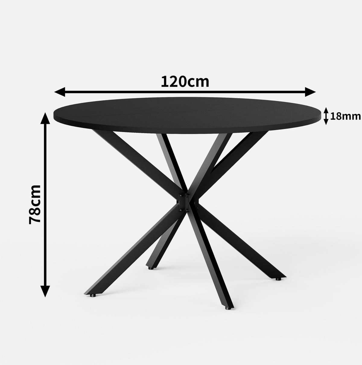 ESSTISCH rund 120 cm Schwarz - Schwarz, Metall (120/120/78cm) - Meubliv