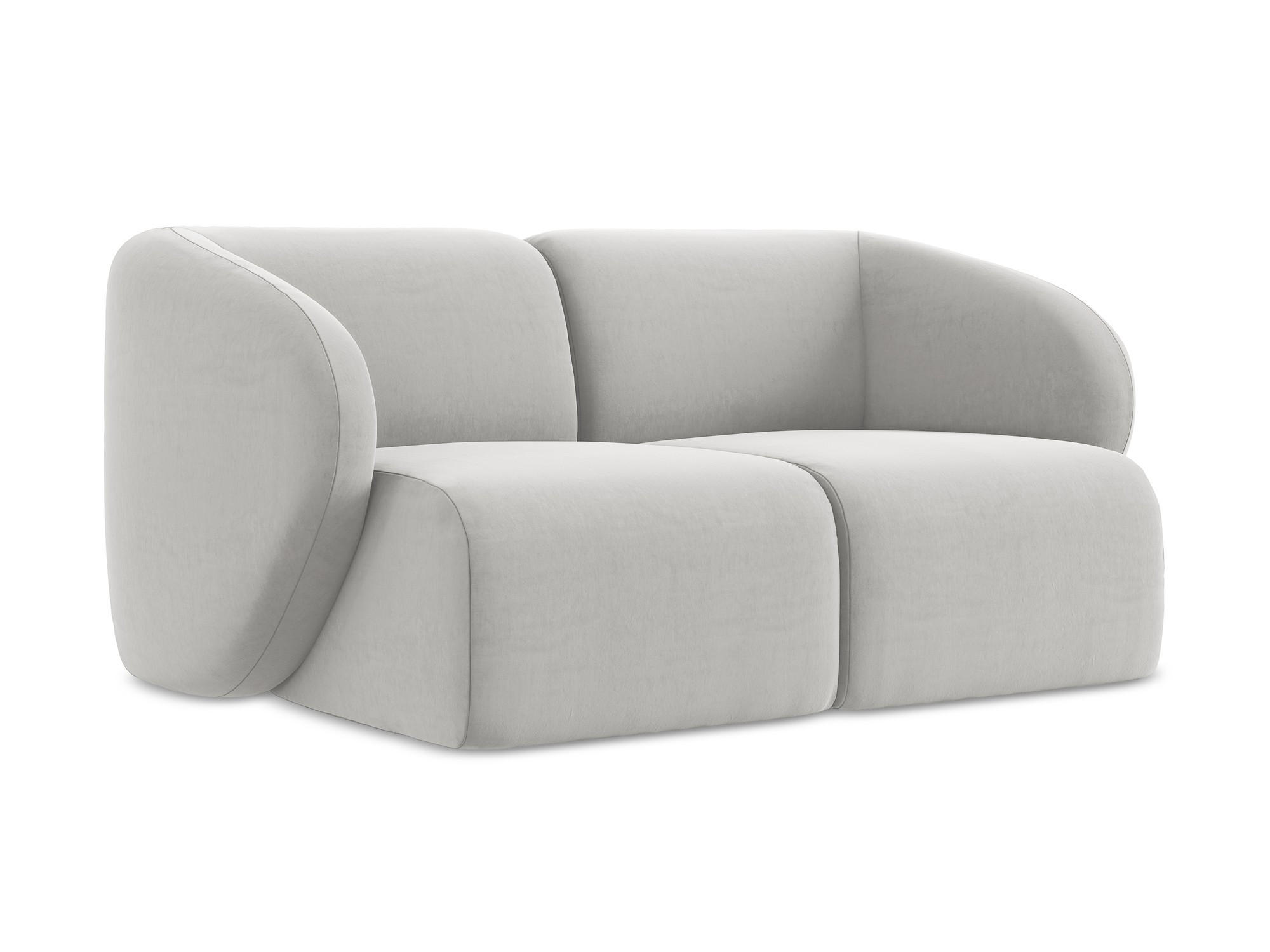 2-SITZER-SOFA Samt Stoff Grau - Silberfarben/Schwarz, Holzwerkstoff/Kunststoff (174/75/94cm) - Makamii