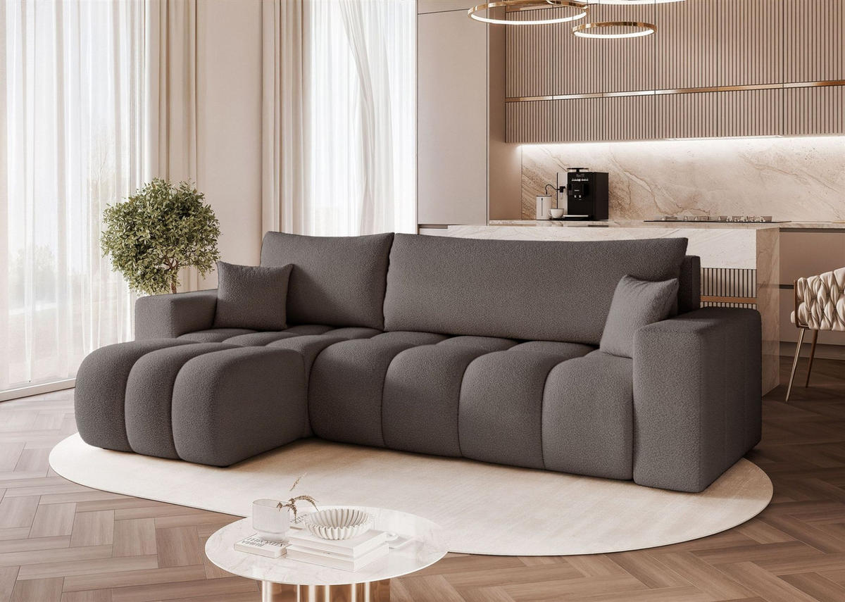 ECKSOFA Anabel Mit Schlaffunktion - Dunkelgrau, Holzwerkstoff/Textil (248/145cm) - Fun Möbel