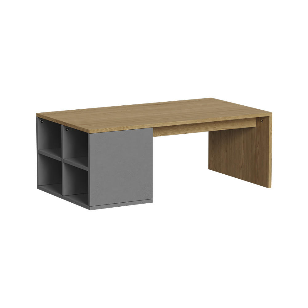 COUCHTISCH Kivo Anthrazit/Eiche 90 x 50 cm mit 4 offenen Fächern - Eichefarben/Anthrazit, Holzwerkstoff (50/90/33.6cm) - Vicco