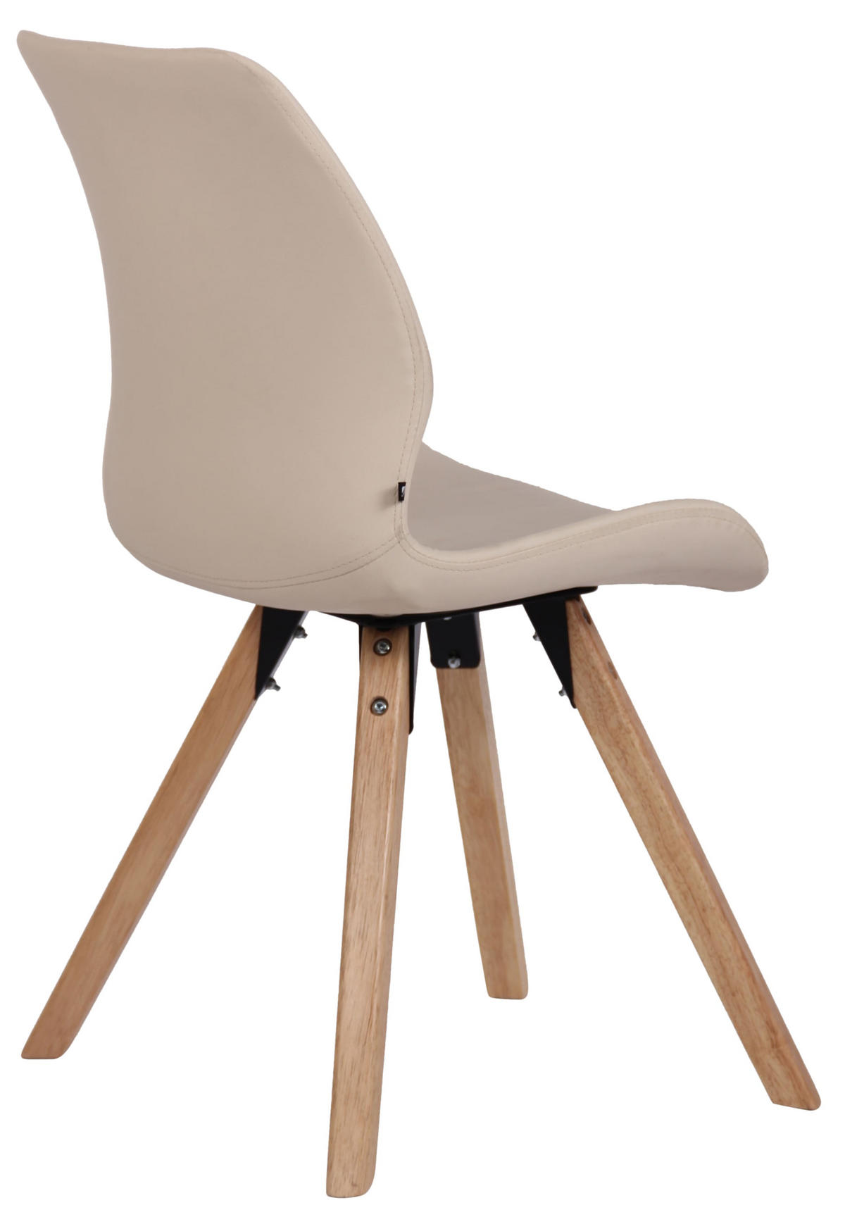 STUHL Lederlook creme - Eukalyptusholzfarben/Creme, Holz/Textil (49/87.5/58cm) - CLP