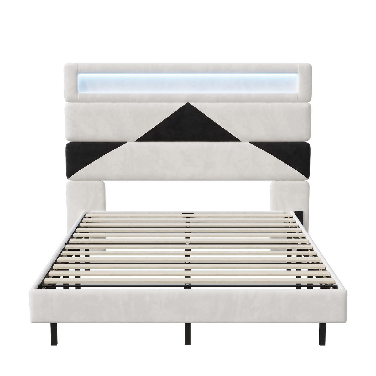 POLSTERBETT 140x190 cm schwebend LED USB Lattenrost Samt weiß - Weiß, Holz (140/190cm) - LEBENLANG