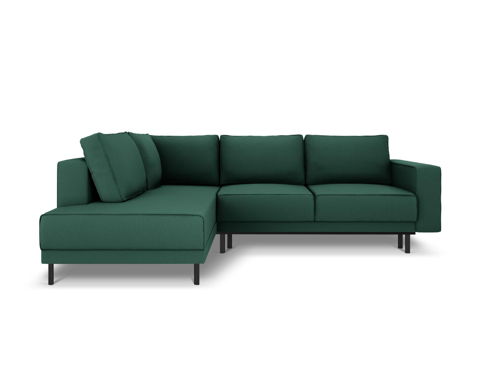 AUSKLAPPBARES-ECKSOFA links Caro aus strukturiertem Stoff grün 5 Sitzplätze - Grün, Textil (187/247cm) - Micadoni