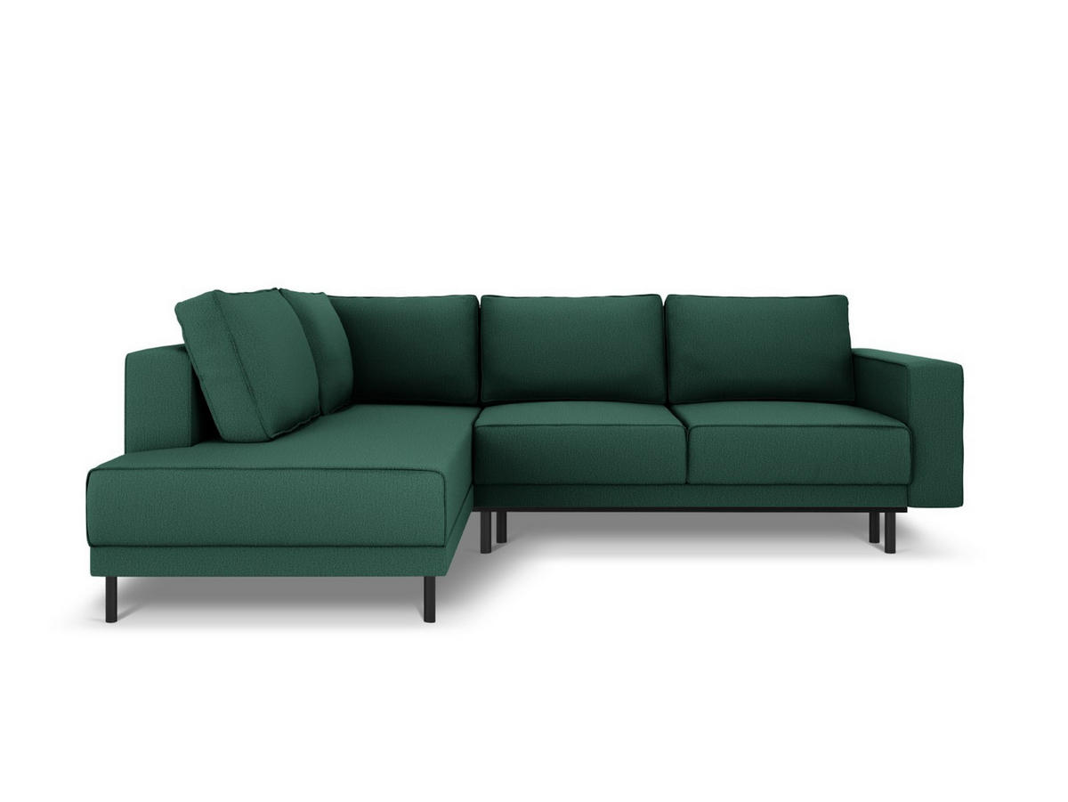 AUSKLAPPBARES-ECKSOFA links Caro aus strukturiertem Stoff grün 5 Sitzplätze - Grün, Textil (187/247cm) - Micadoni
