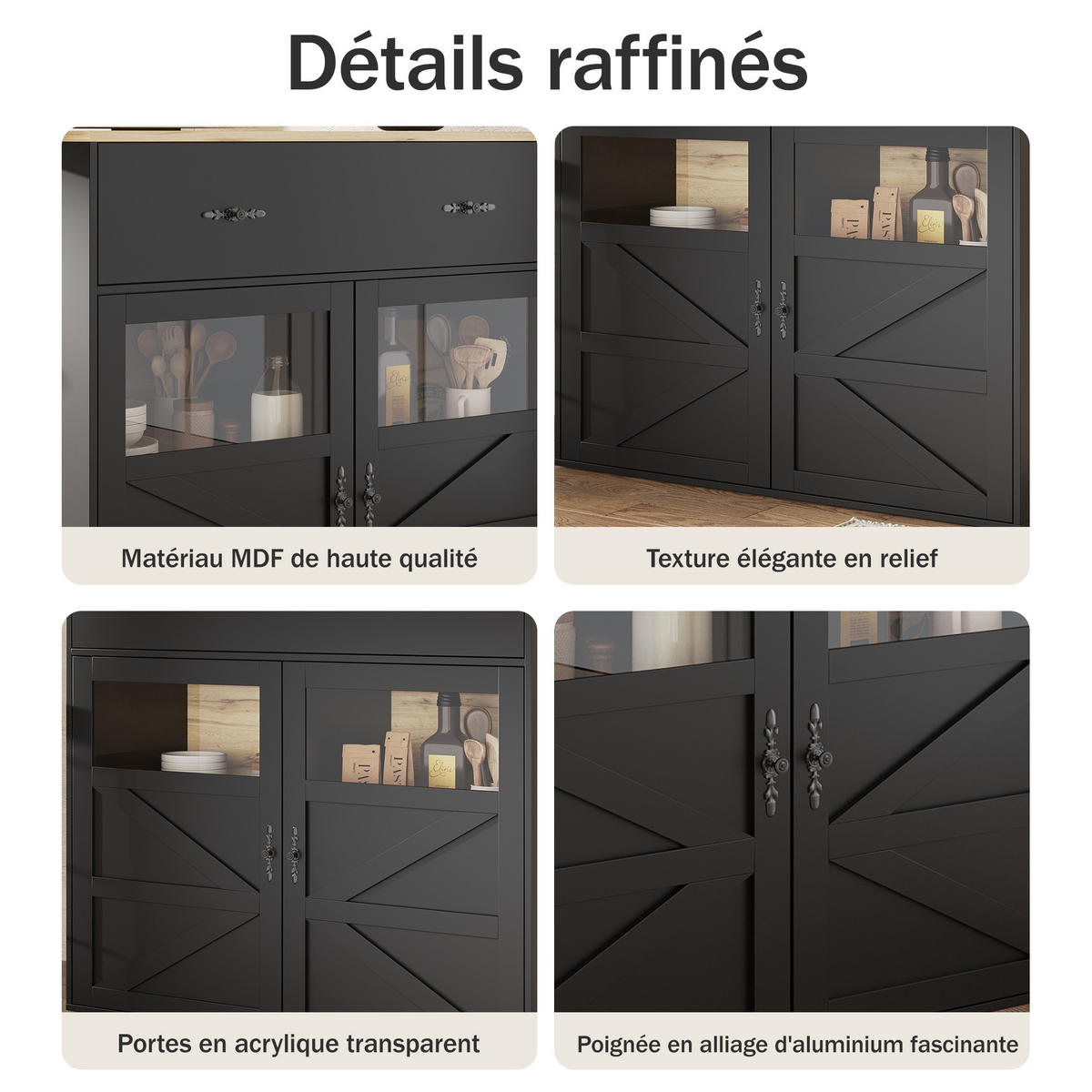 BARTISCH ausziehbarer mit Stauraum Schwarz - Schwarz, Holzwerkstoff (39/104/204cm) - Urban Meuble