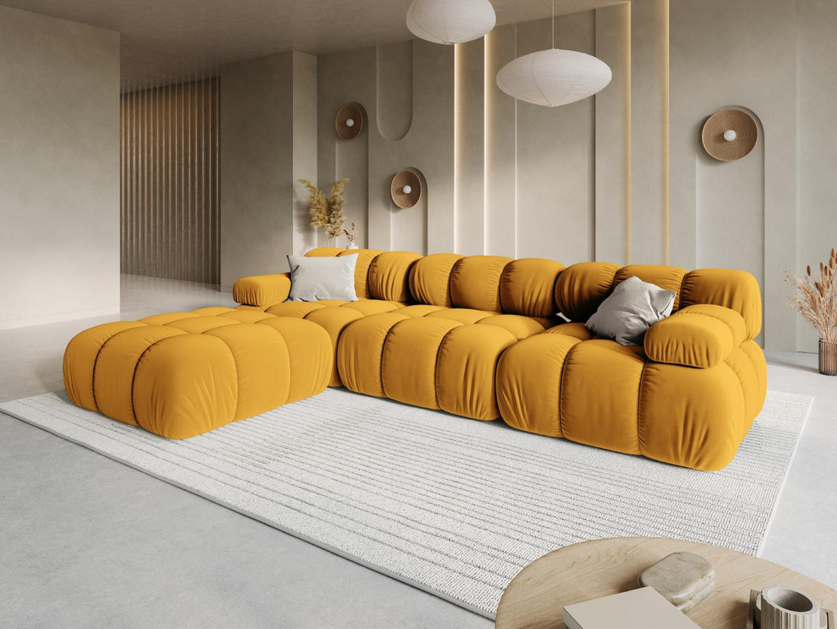 MODULARES-SOFA Bellis aus Samt gelb 4 Sitzplätze - Gelb, Textil (188/63/282cm) - Micadoni