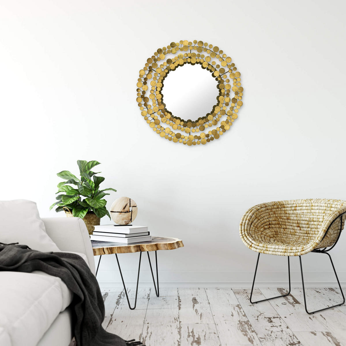 WANDSPIEGEL Gold 68/68 cm - Goldfarben, Metall (68/68/6cm) - KUNSTLOFT