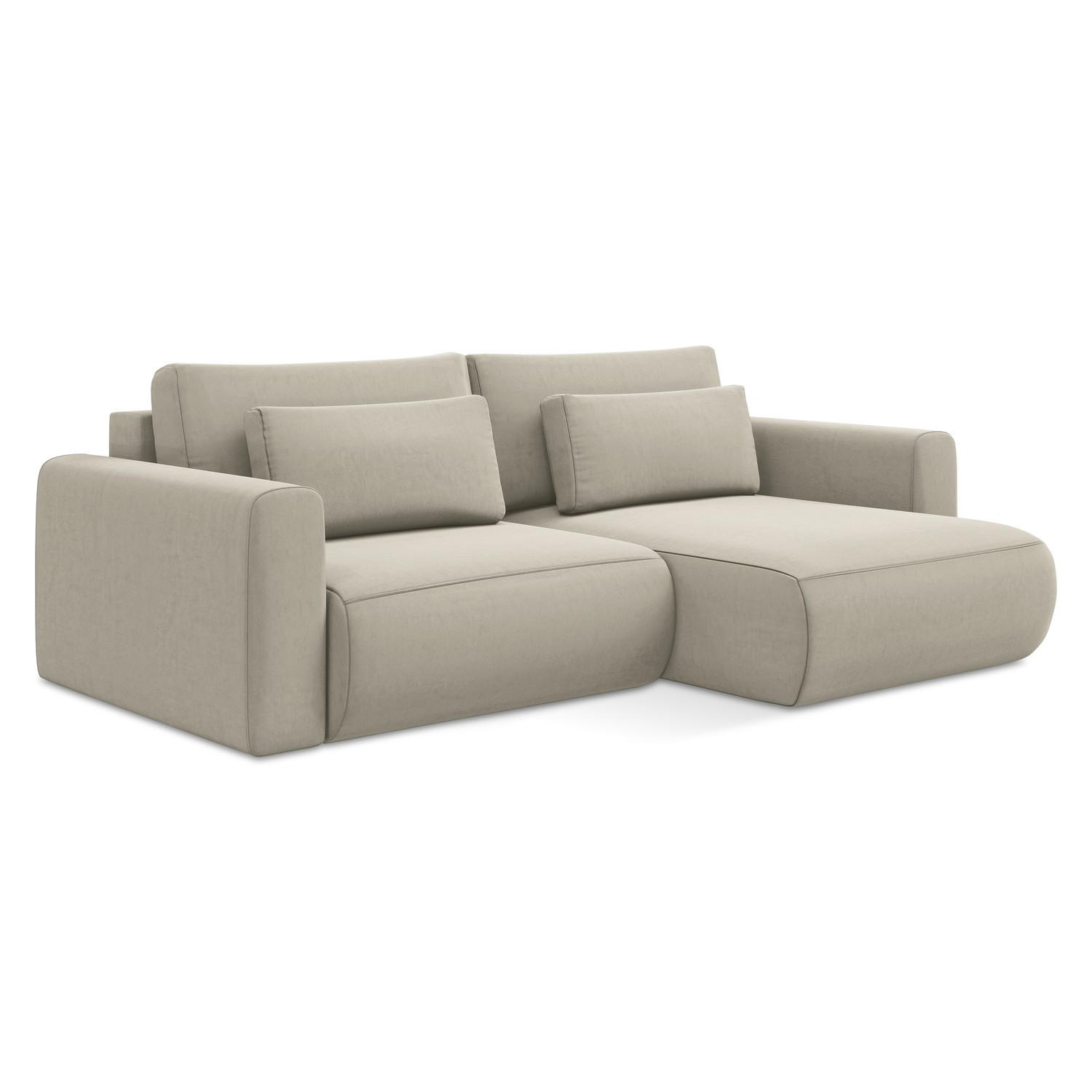 ECKSOFA mit Schlaffunktion Samt Stoff Creme - Perlmutt/Creme, Kunststoff/Textil (240/149cm) - LaMiaSofa