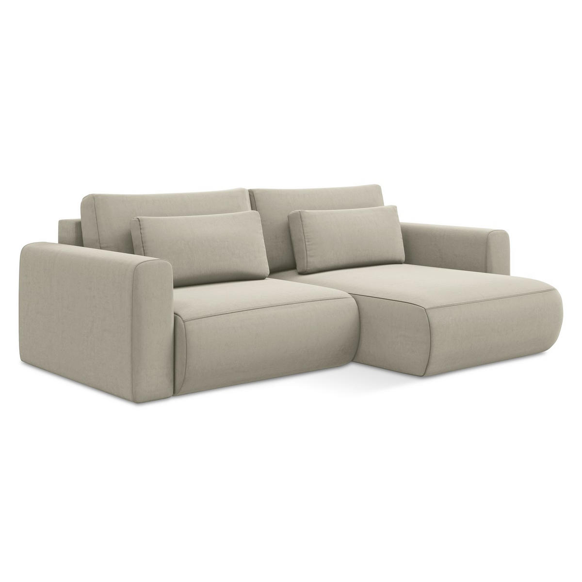 ECKSOFA mit Schlaffunktion Samt Stoff Creme - Perlmutt/Creme, Kunststoff/Textil (240/149cm) - LaMiaSofa