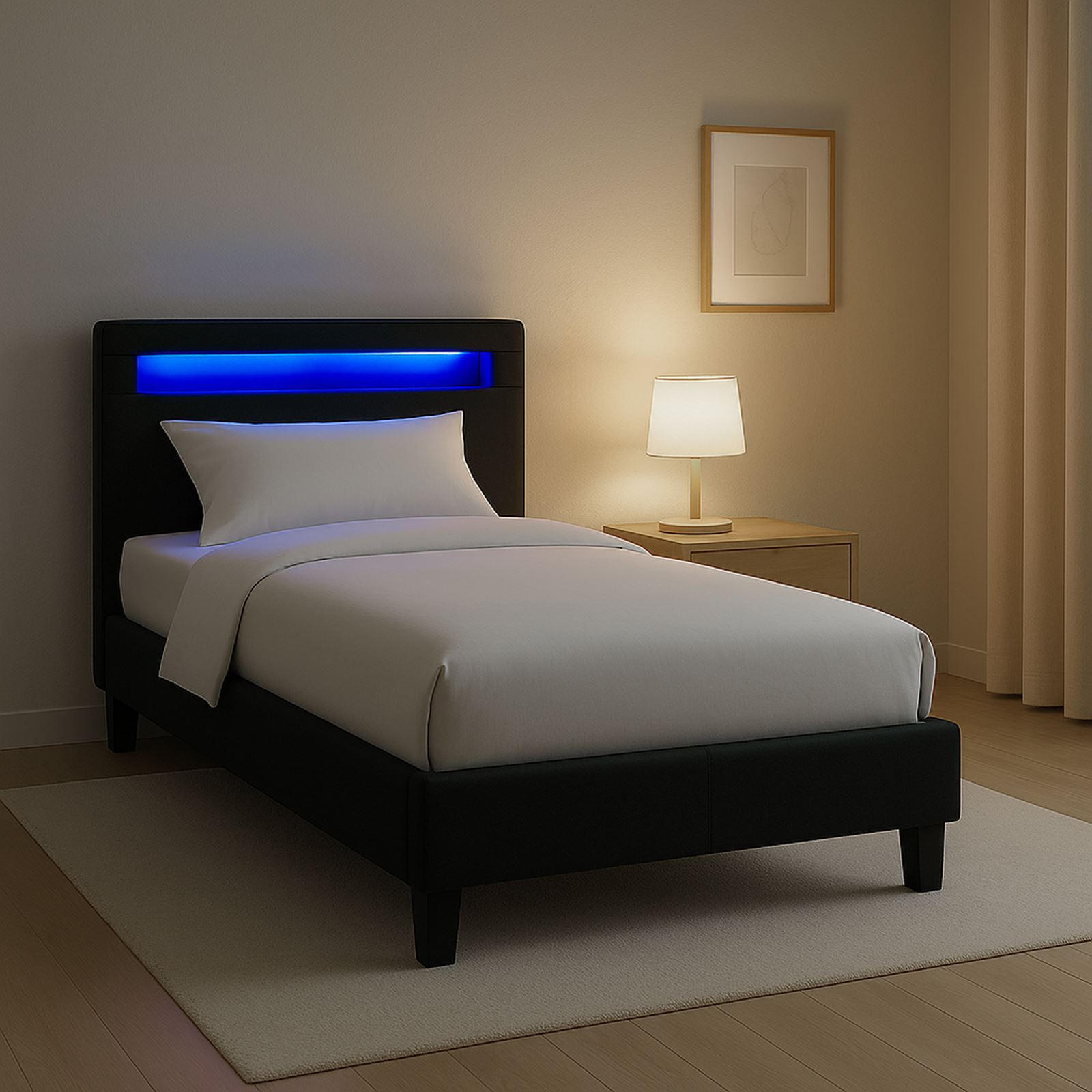 POLSTERBETT MIT LED HIMALAYA 90X200 CM - Schwarz, Textil (90/200cm) - CARO-Möbel