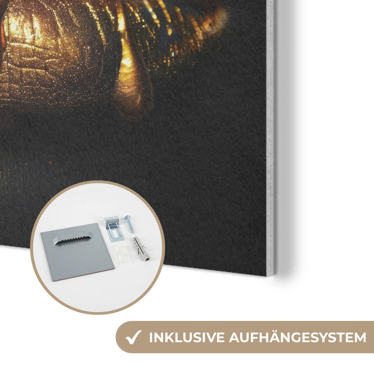 AKUSTIKPANEEL Frau - Porträt - Lippen - Gold - Schwarz 90x90 cm - Schwarz, Textil (90/0.9/90cm) - MuchoWow
