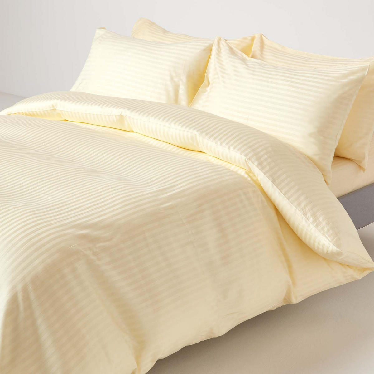 SPANNBETTLAKEN Damast gestreift, 100% Ägyptische Baumwolle - Creme, Textil (90/190cm) - Homescapes