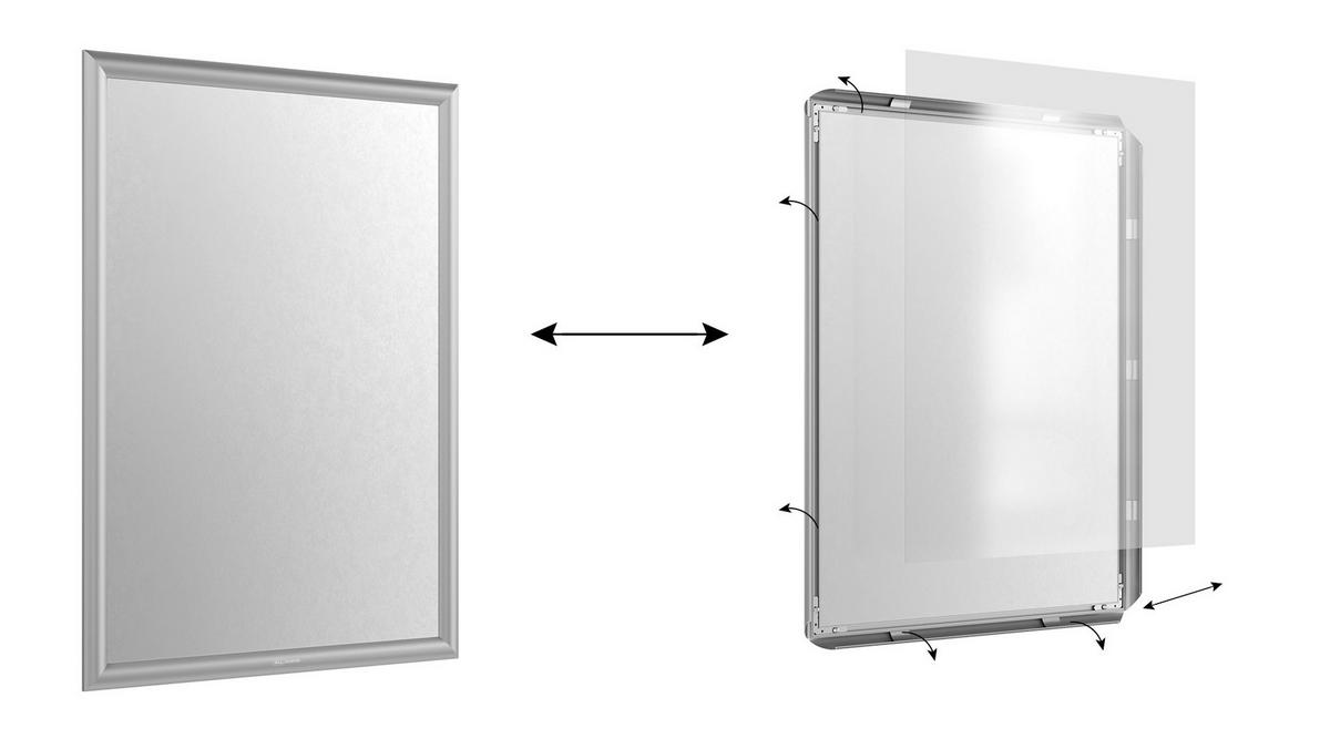 PLAKATRAHMEN, Klapprahmen A2-Format, Silber - Silberfarben, Metall (42/59.4/2.5cm) - ALLboards
