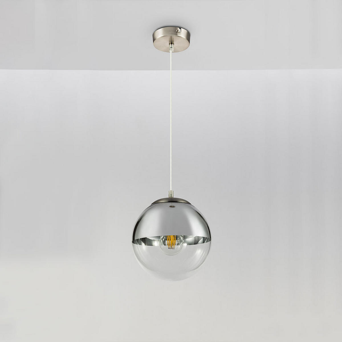 LED HÄNGELEUCHTE VARUS Chrom Silber - Silberfarben, Glas (25/25/120cm) - Globo Lighting