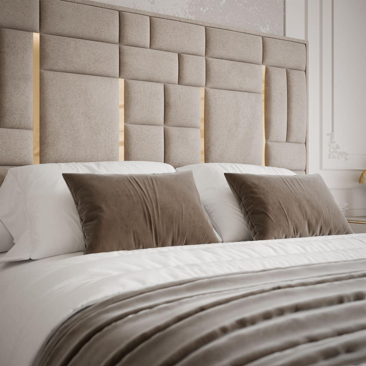 POLSTERBETT BRIGITTE GOLD mit Bettkasten 180x200 cm Element 17 - Beige, Textil (180/200cm) - Lookway