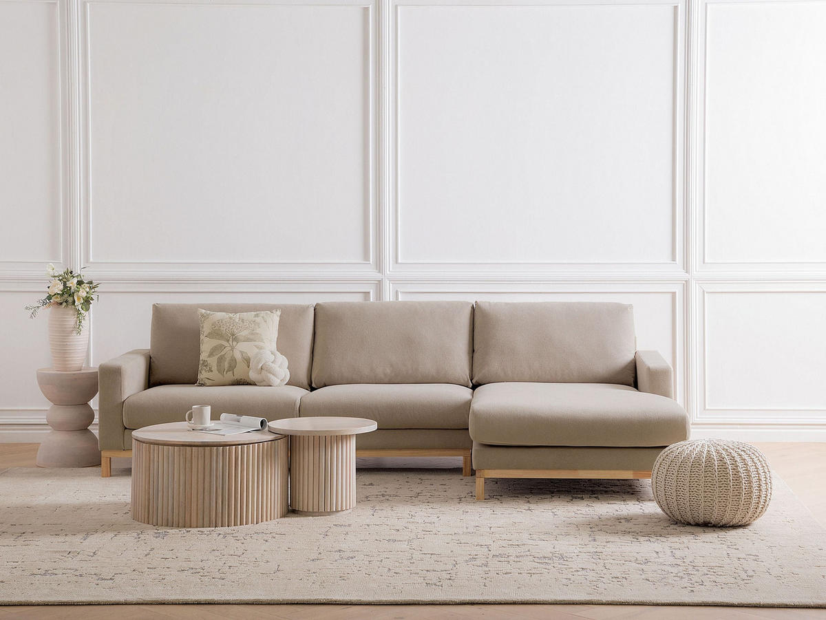 ECKSOFA 4-Sitzer Stoff Taupe linksseitig Siggard - Taupe/Beige, Textil (296/163cm) - Beliani