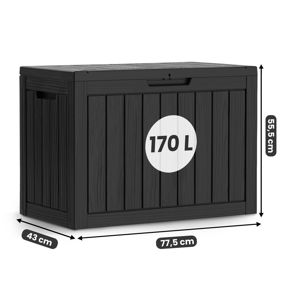 GARTENBOX 170L Schwarz - Schwarz, Kunststoff (77.5/55.5/43cm) - Akord