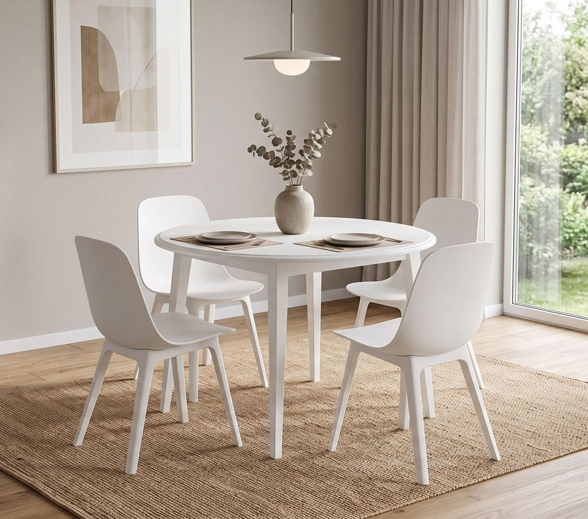 ESSTISCH Belluno Elegante Kiefer weiß (RAL9010) lackiert 90 / 90 / 74,5cm - Weiß, Holz (90/90/75cm) - Feldmann-Wohnen