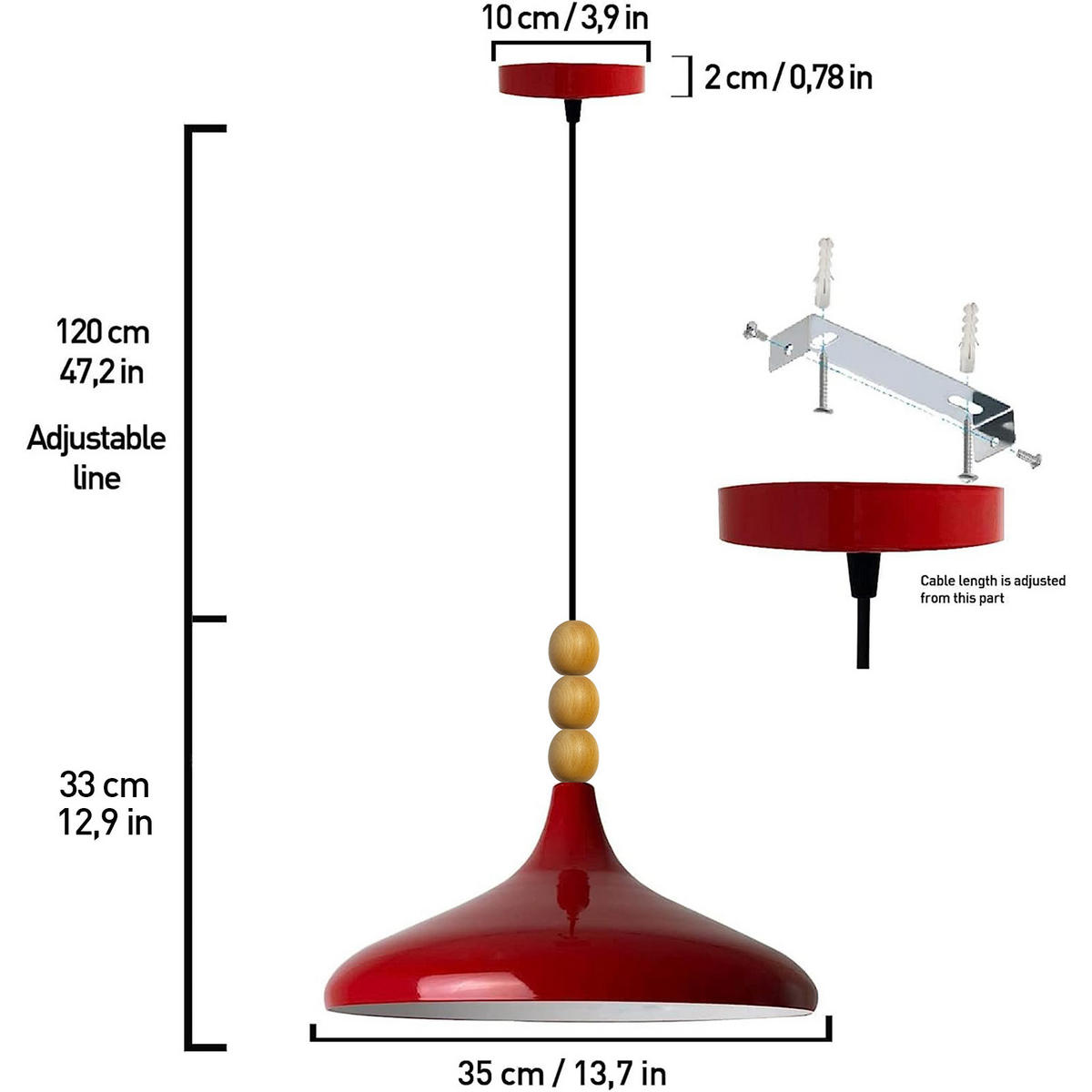 PENDELLEUCHTE Champion 35/30 - Rot, Metall (30/35/30cm)