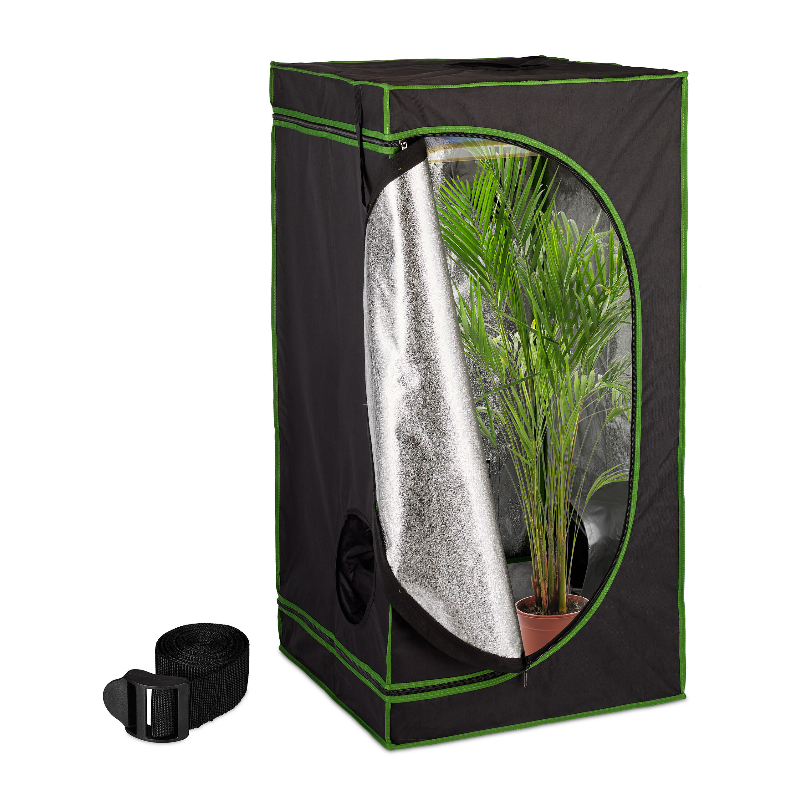GROWZELT - Schwarz, Kunststoff/Textil (60/120/60cm) - Relaxdays
