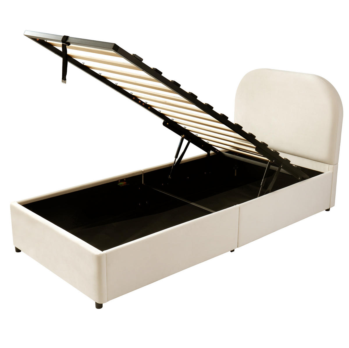 POLSTERBETT 90/200 cm Beige aus Samt mit Stauraum - Beige, Textil (90/200cm) - OKMYHOME