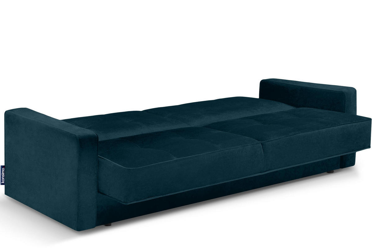 SCHLAFSOFA ORIO 3 Personen, Velours-Stoff, Türkis - Türkis, Textil (219/90/90cm) - KONSIMO®