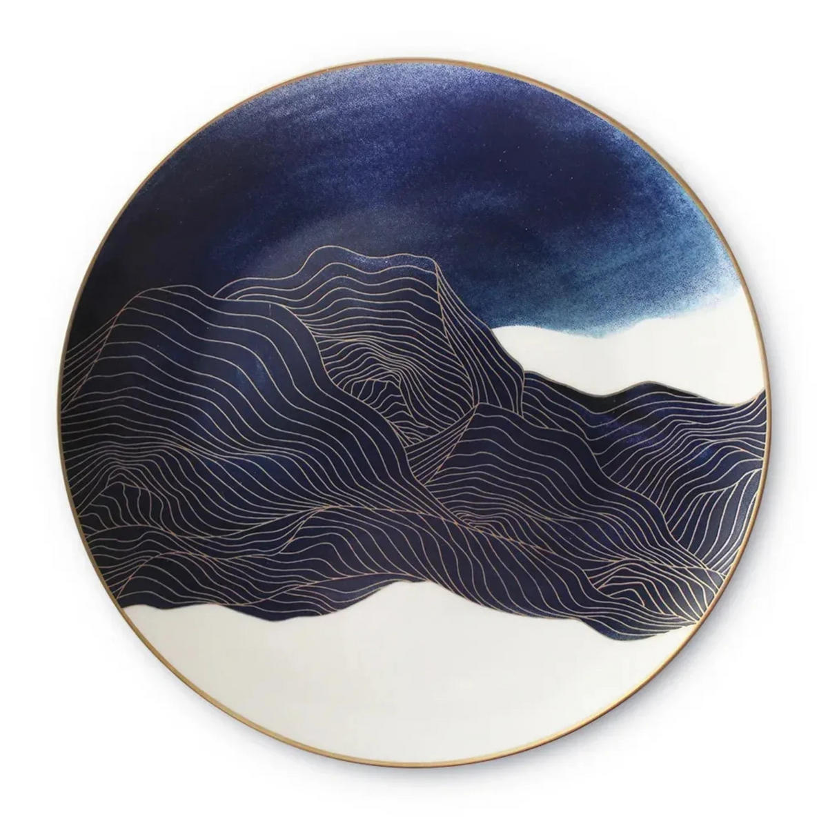 TELLERSET Blue Marble Bone China Blau Gold 4tlg Ø30 Ø27 Ø20 Ø16 cm - Blau, Keramik (30/2/2cm) - Quality Elegance