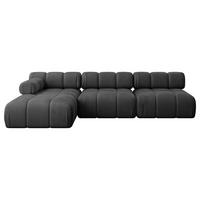 ECKSOFA modulares Sofa Razon-L2 - 285x160x70 cm Schwarz Velours - Schwarz, Holzwerkstoff/Textil (285/160cm) - ALTDECOR