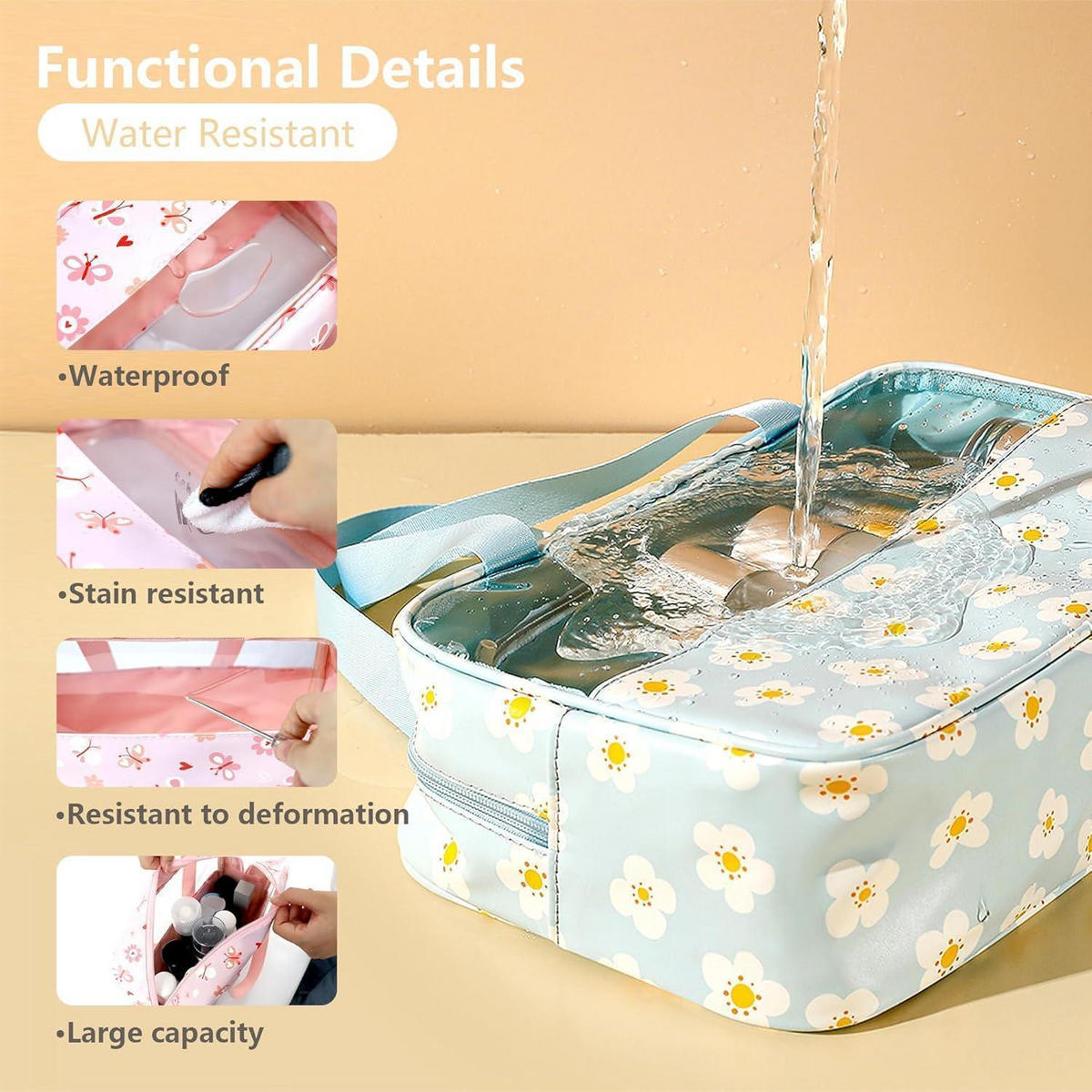 KULTURTASCHE 3-teiliges Set Transparent Rosa - Rosa, Kunststoff (21/10/30cm)