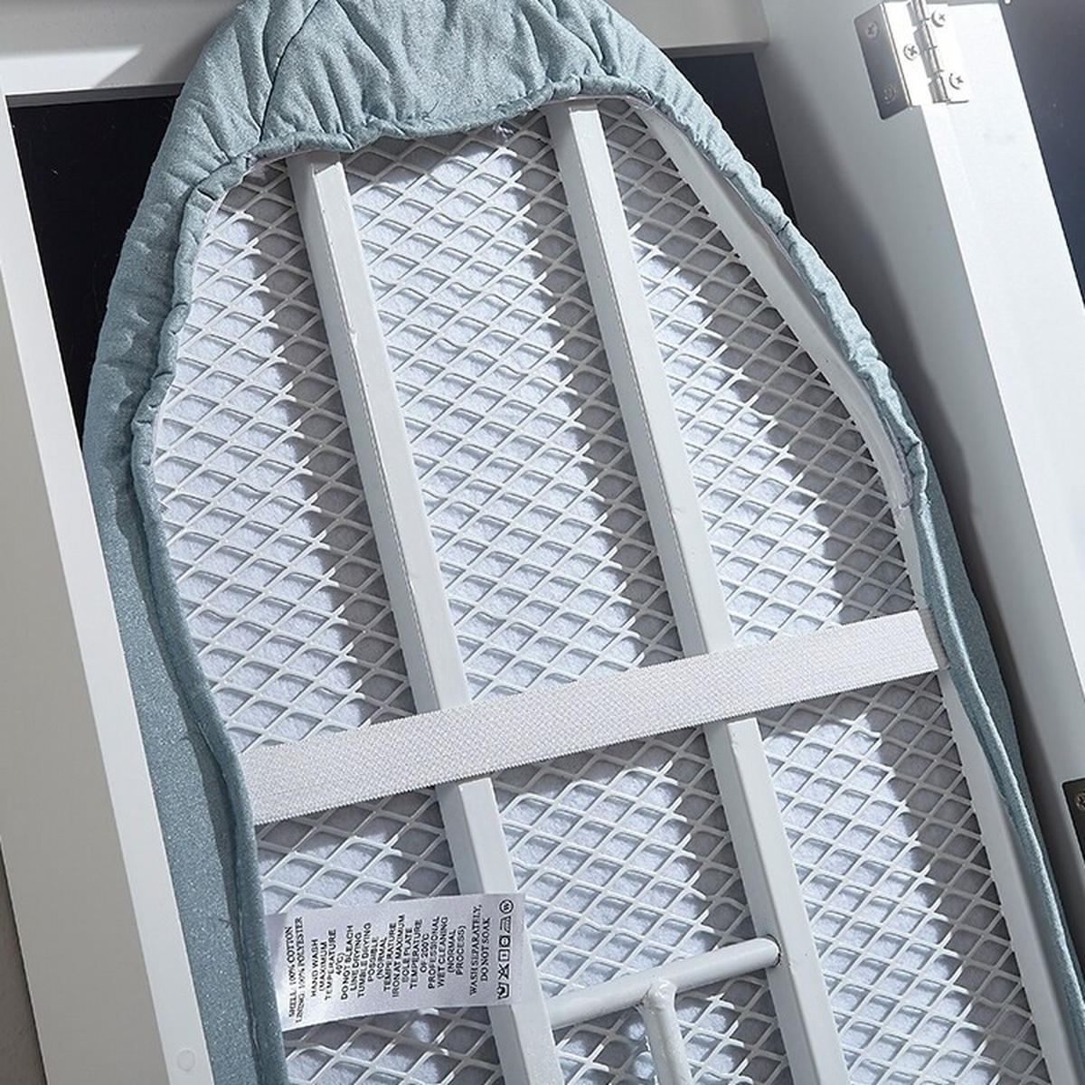 BÜGELBRETTSCHRANK DE-37977 mit Spiegel und Aufbewahrung Weiß - Weiß, Holzwerkstoff (95.5/9.5/35.5cm) - ComfortXL