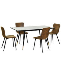 ESSTISCH SET mit ausziehbarem Tisch und 4 bequemen Stühlen - Schwarz/Braun, Holzwerkstoff/Metall (80/75/160cm) - Urban Meuble