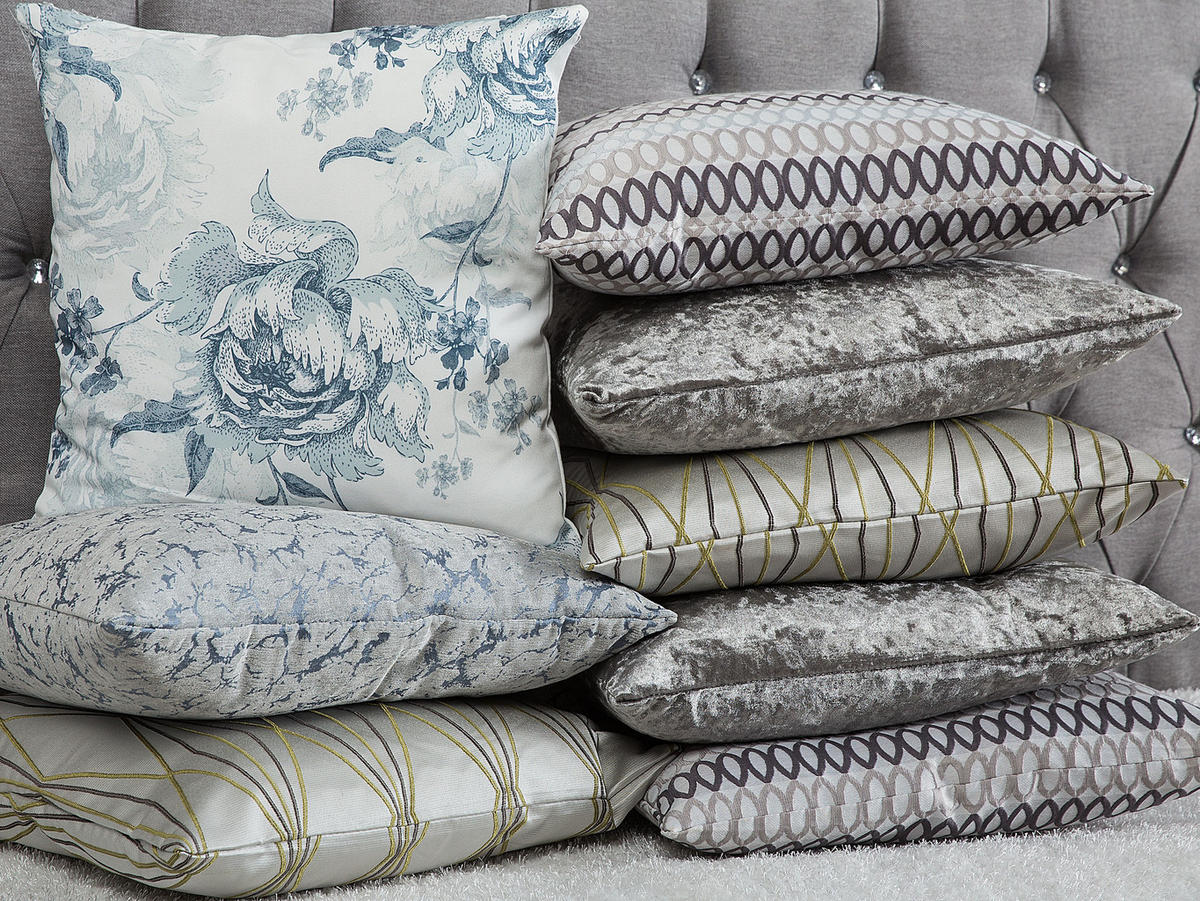 DEKOKISSEN 2er-Set Hellgrau 45/45 cm Wisteria - Hellgrau, Textil (45/45cm) - Beliani