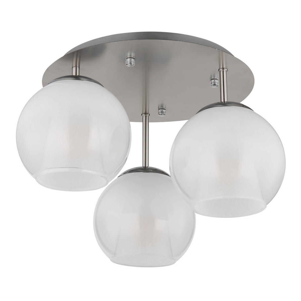 DECKENLEUCHTE Glas Weiß Verchromt 3-Flammig - Silberfarben, Glas (41/41/28.5cm) - Globo Lighting