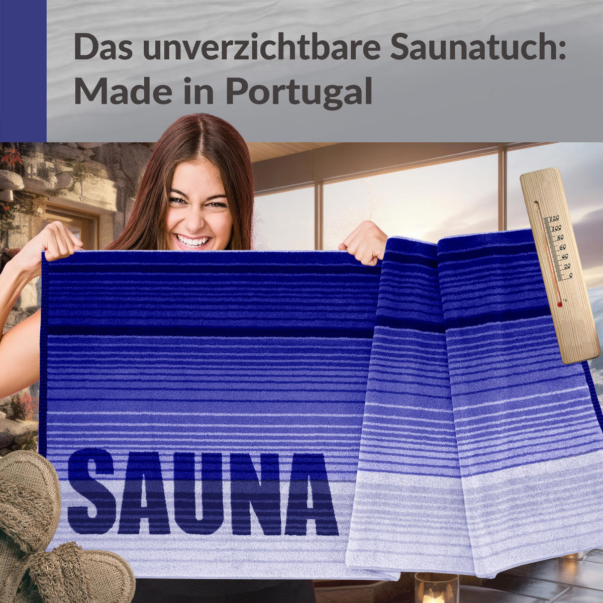 SAUNAHANDTUCH Oslo Hellblau – Blau 85x200 cm - Blau/Hellblau, Textil (85/200cm) - Lashuma