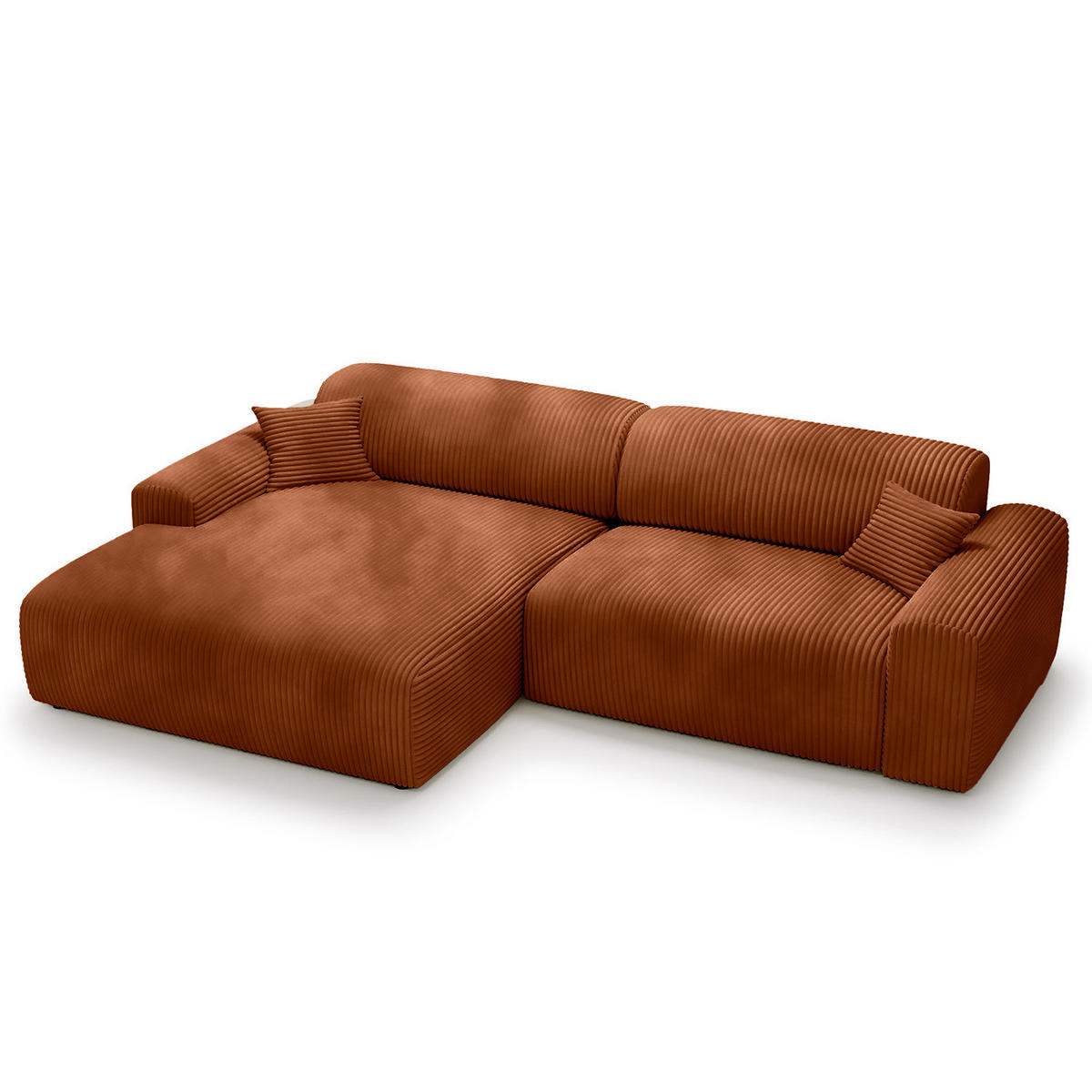 ECKSOFA mit Longchair - Cord - Schwarz/Braun, Kunststoff/Textil (284/178cm) - home24