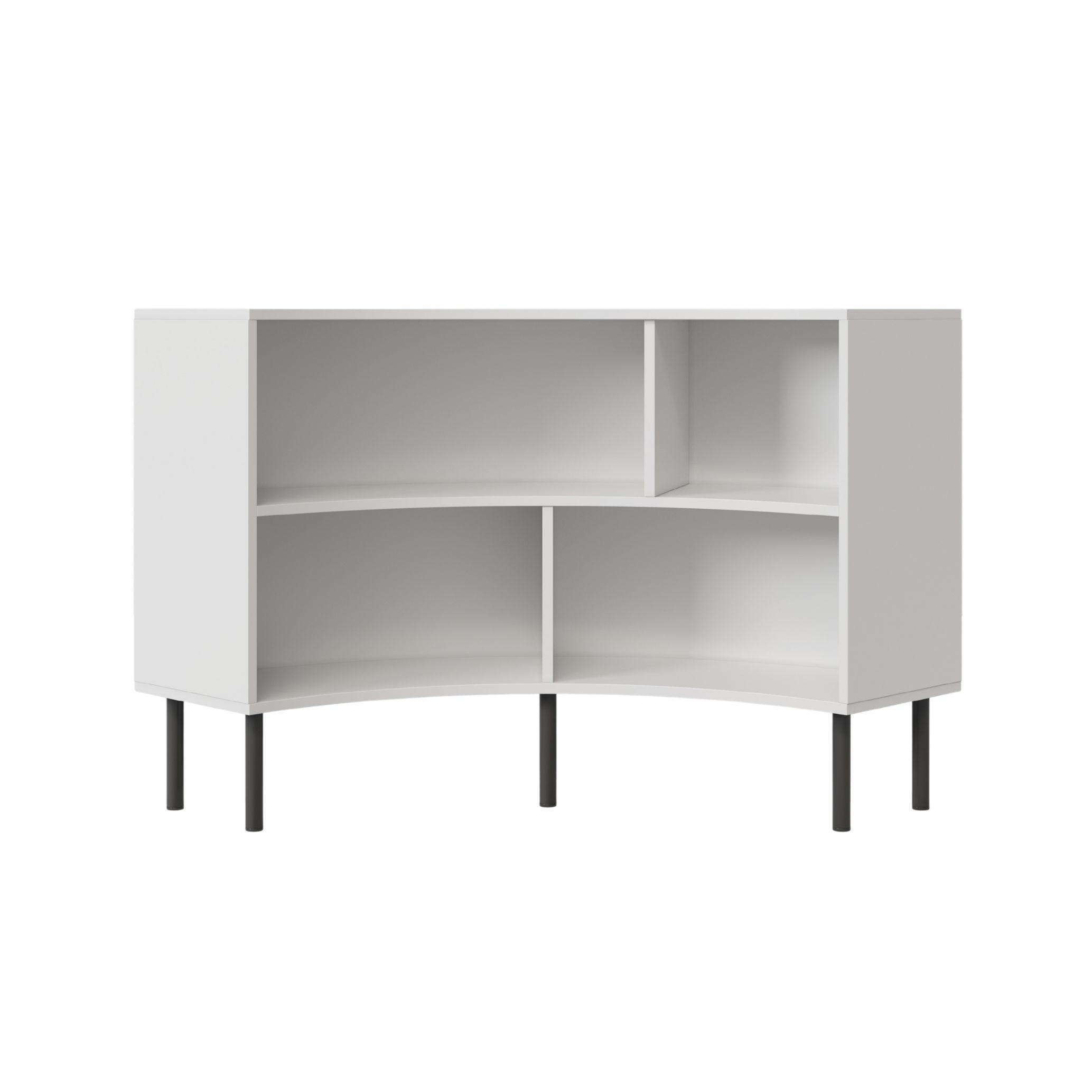 BÜCHERREGAL Horn, Weiß, Bogenform, 4 Fächern, 100 cm - Schwarz/Weiß, Holzwerkstoff/Metall (100.2/85.4/32cm) - Skandica