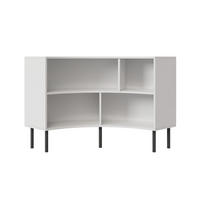 BÜCHERREGAL Horn, Weiß, Bogenform, 4 Fächern, 100 cm - Schwarz/Weiß, Holzwerkstoff/Metall (100.2/85.4/32cm) - Skandica