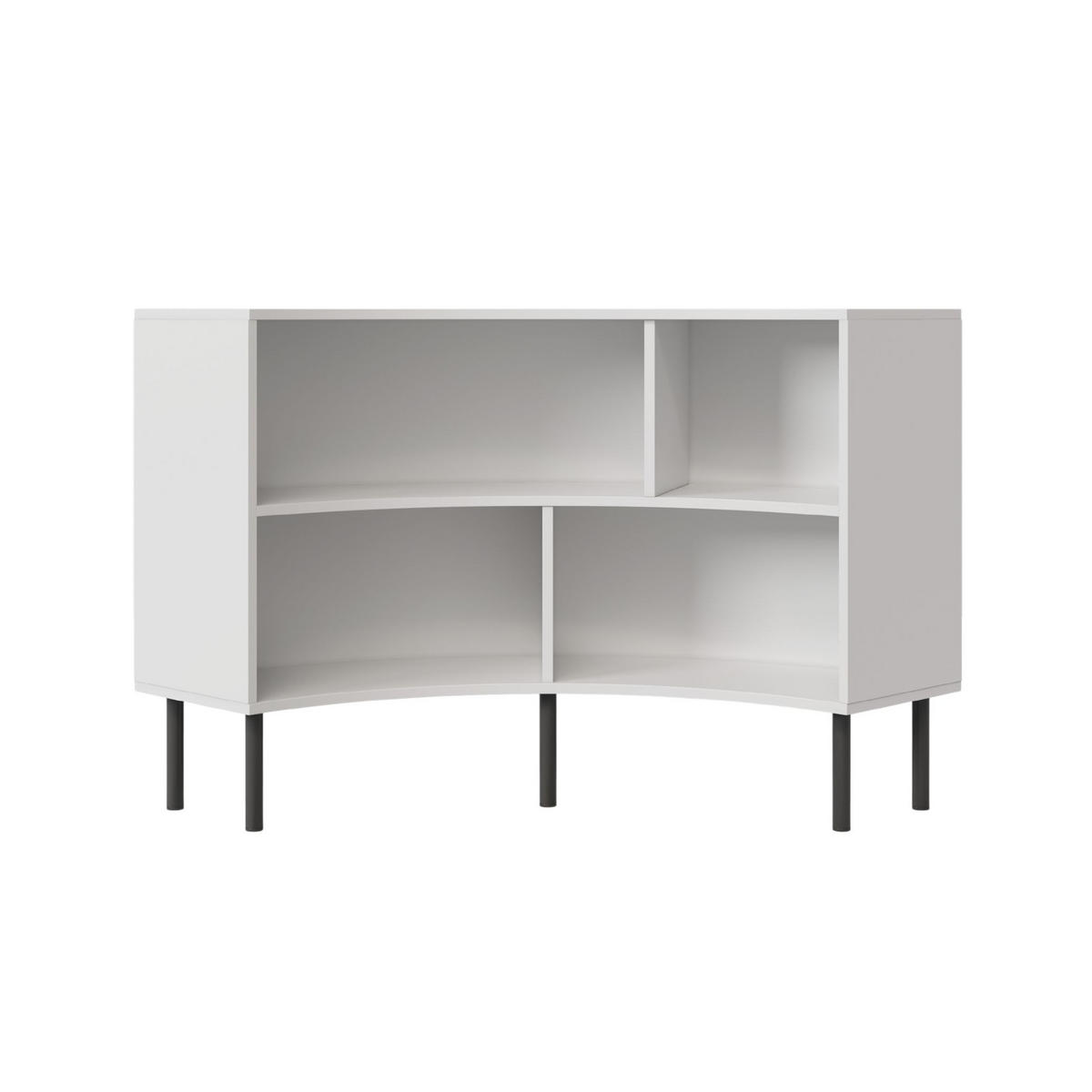 BÜCHERREGAL Horn, Weiß, Bogenform, 4 Fächern, 100 cm - Schwarz/Weiß, Holzwerkstoff/Metall (100.2/85.4/32cm) - Skandica