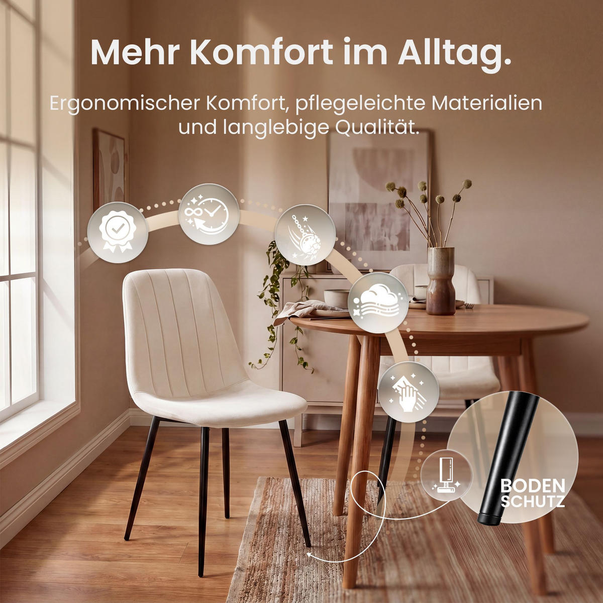 STUHL Metall cremeweiß - Schwarz/Weiß, Textil/Metall (45/88/54cm) - CLP