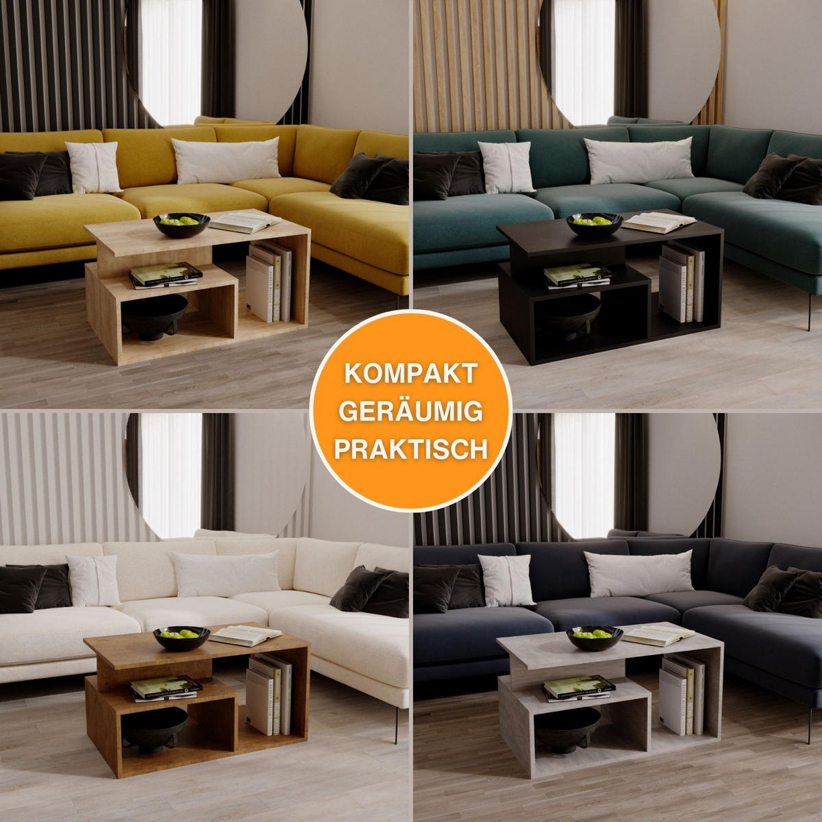 COUCHTISCH Maja90 90/44/50 - Beige, Holzwerkstoff (50/90/44cm) - RAUMHIRSCH FURNITURE