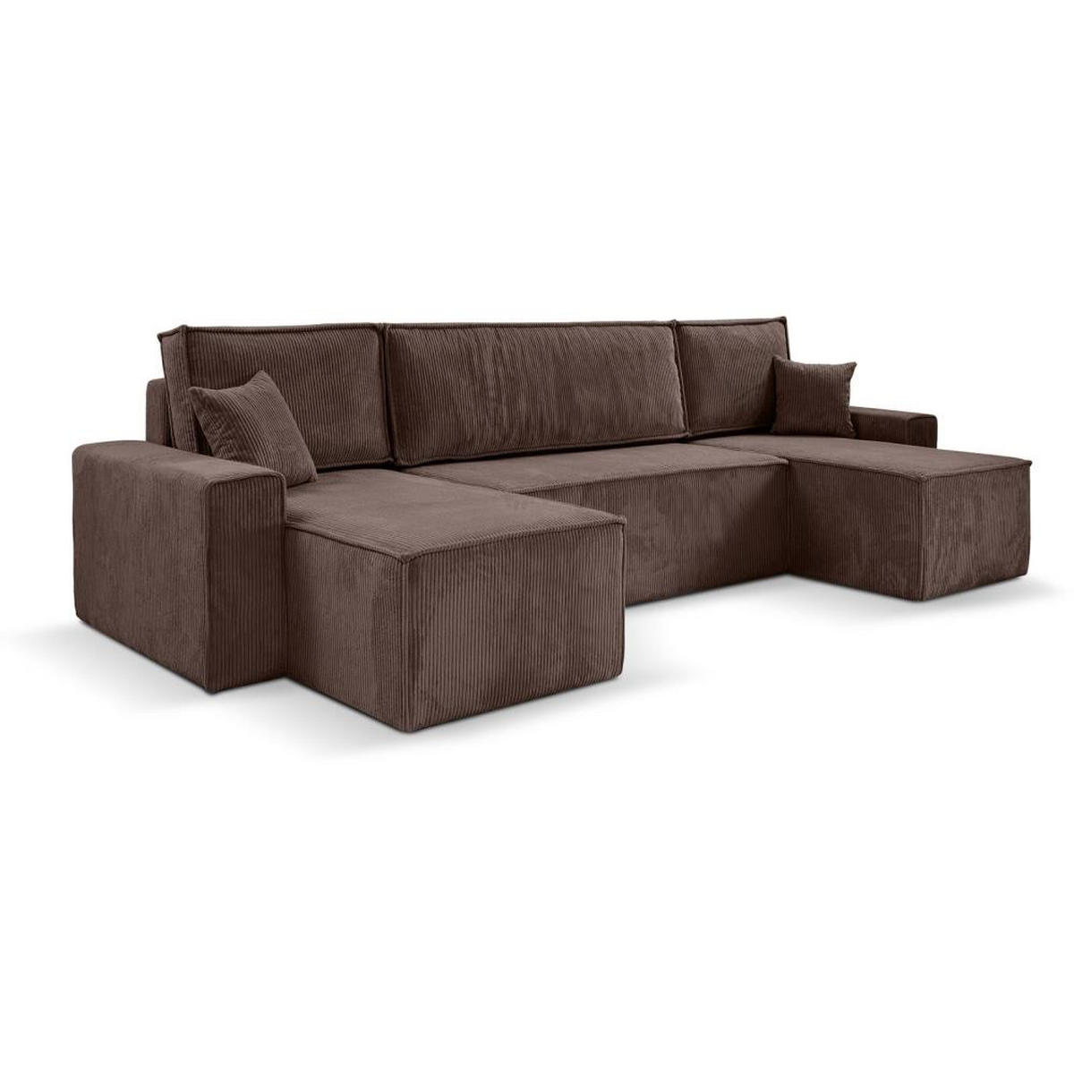 WOHNLANDSCHAFT Hektor U mit Schlaffunktion braun - Schwarz/Braun, Kunststoff/Textil (318/94/152cm) - Beautysofa