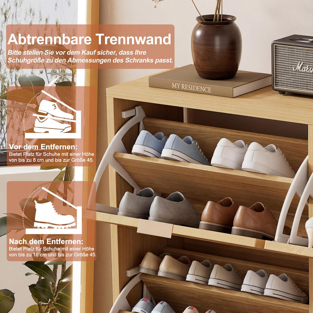 SCHUHSCHRANK Light Oak 100/25/90 cm - Hellbraun, Holzwerkstoff (100/90/25cm) - PANGIVO
